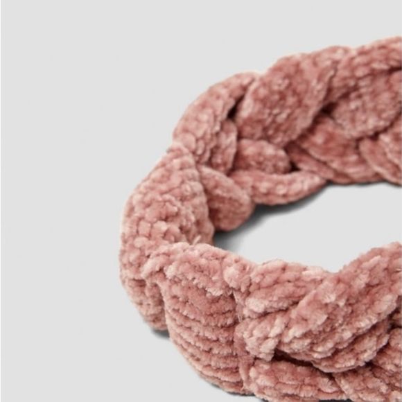 Set! Zara Chenille Braided Turban Style Headband & Blue & White Striped Headband - Picture 4 of 11